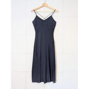 Madewell 100% silk bias strappy crisscross midi slip dress